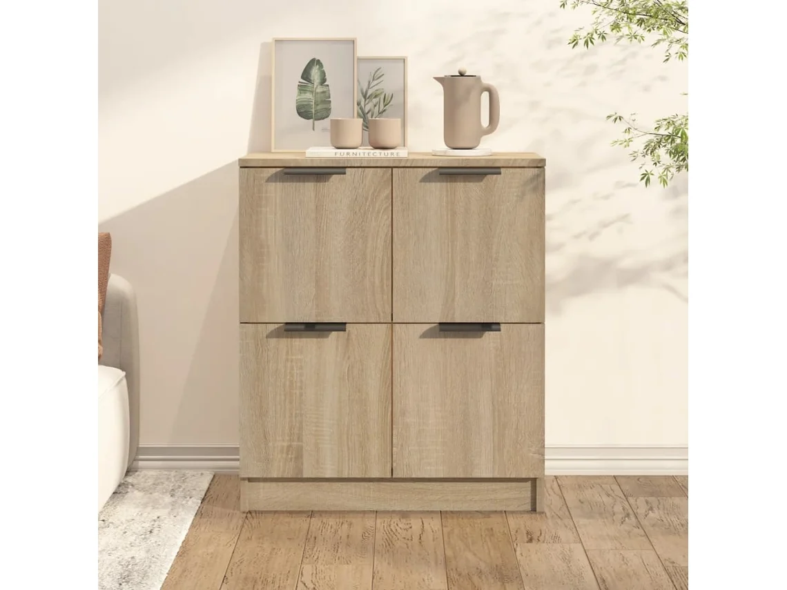 Aparador De Madera Contrachapada Color Roble Sonoma 60x30x70 Cm