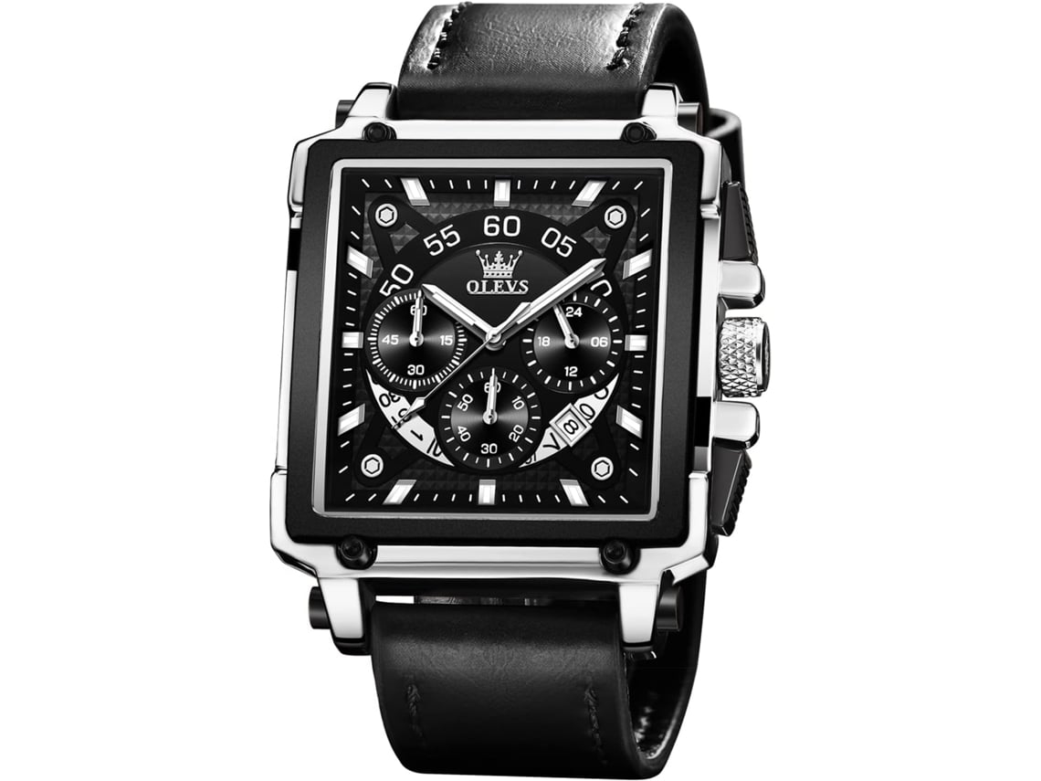 Reloj Luminoso Impermeable De Moda Con Cronógrafo De Cuero Cuadrado Masculino Pretoyuysan