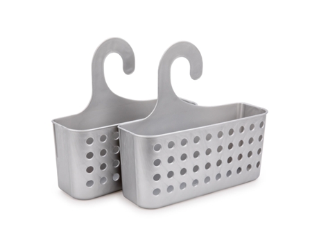 PLASTIC FORTE Juego de 2 Cestas Organizadoras de Ducha Colgantes Plata