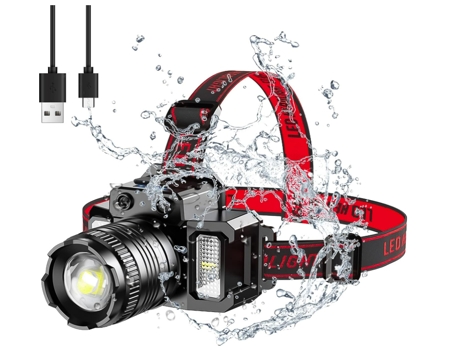 Linterna frontal recargable - Linterna frontal LED con 6 modos IPX6 a prueba de agua, linterna frontal de ángulo ajustable de 360 , sensor de movim...