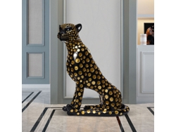 Accesorios ecológicos para el hogar y la oficina, elegante estatua de leopardo de resina con manchas.