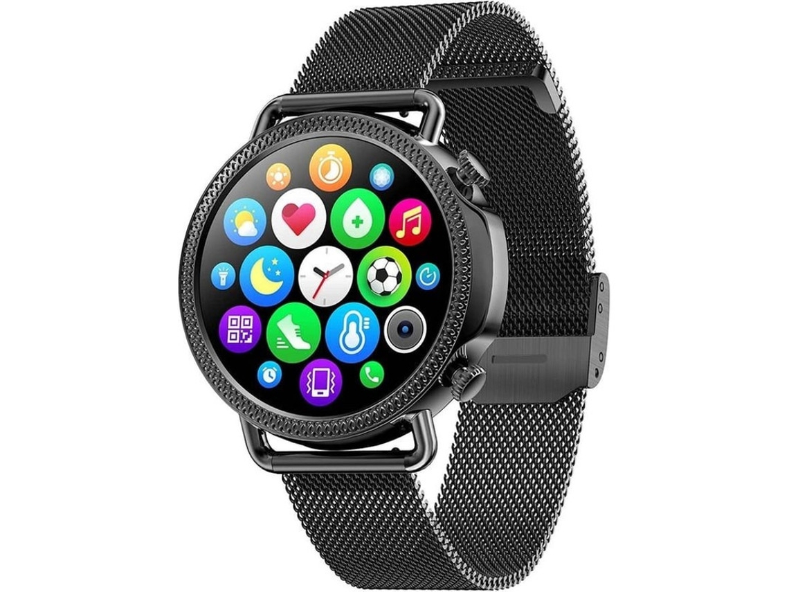 Reloj inteligente redondo de 1,28 pulgadas con monitor de actividad física, resistente al agua, con lectura de SMS y WhatsApp para hombres y mujeres, Android e iOS, color negro, Yizhood