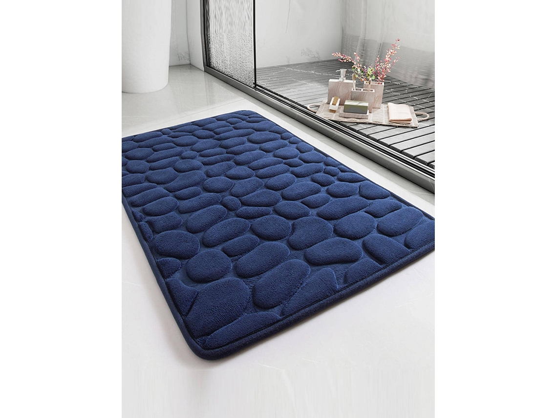 (azul) Alfombra De Baño Con Estampado De Piedra (1 Pieza), De Rápida Absorción, Antideslizante, Lavable.