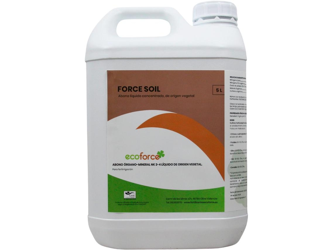 CULTIVERS Abono Concentrado Líquido con Aminoácidos Ecológico 5 L Regenerador de la Vida del Suelo. Force Soil