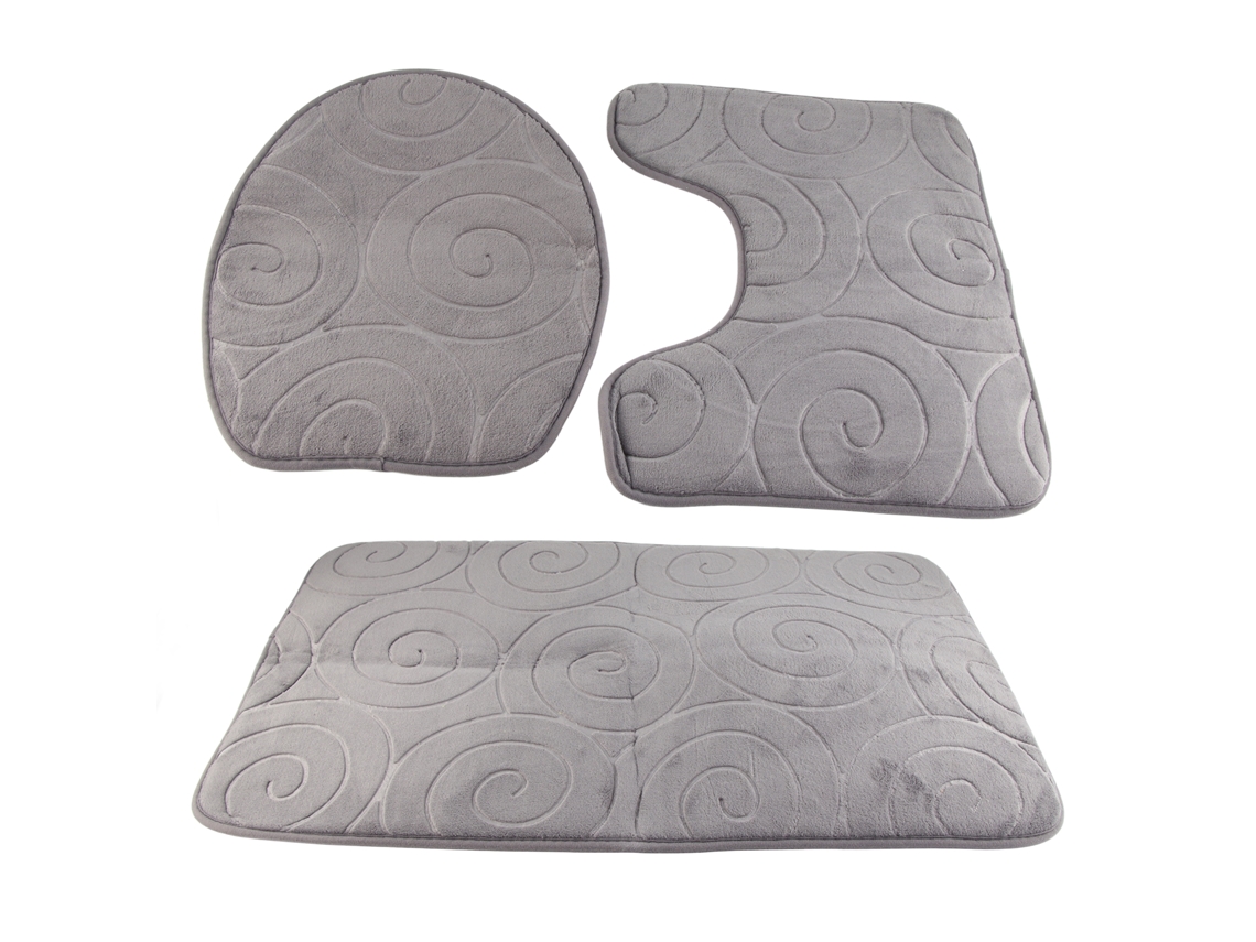 Set De 3 Tapetes De Baño Absorbentes Para Pisos Inodoro Y Bañera
