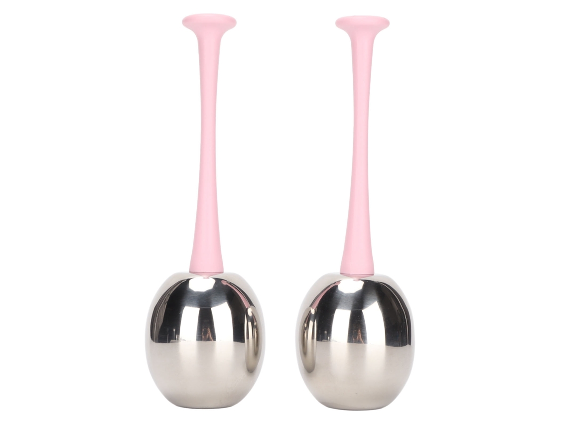2pcs Globo De Gelo Facial De Aço Inoxidável Reduz Inchaço Elimina Linhas Finas Cabo Rosa Cuidado Com A Pele