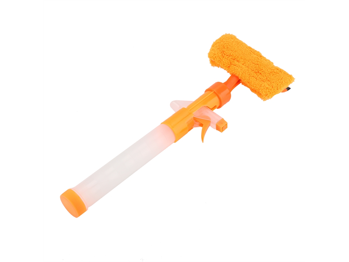Paño de microfibra para limpiar cristales con cepillo y pulverizador, multifuncional para el hogar y el coche (naranja)