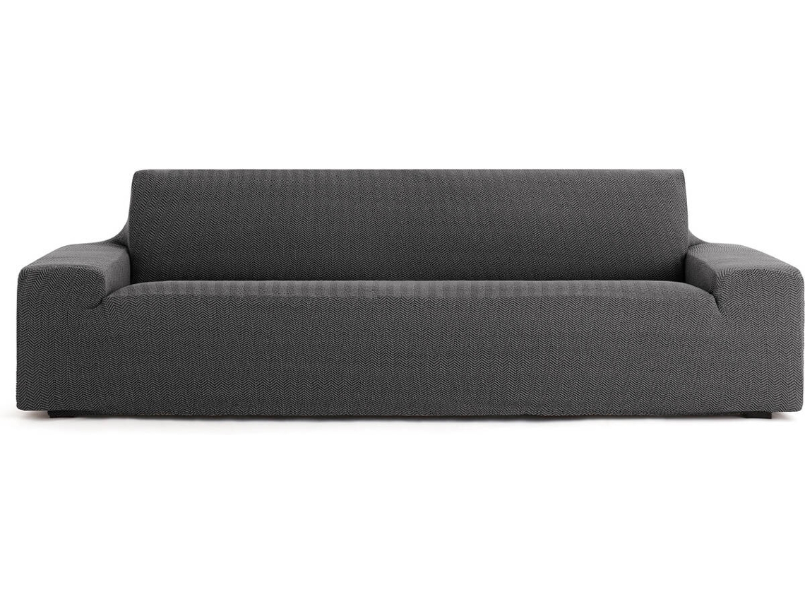 Funda de Sofá 5 Plazas EYSA Premium Jaz Tejido Multielástico (330 x 70 x 120 cm - Poliéster y Algodón - Gris Oscuro)