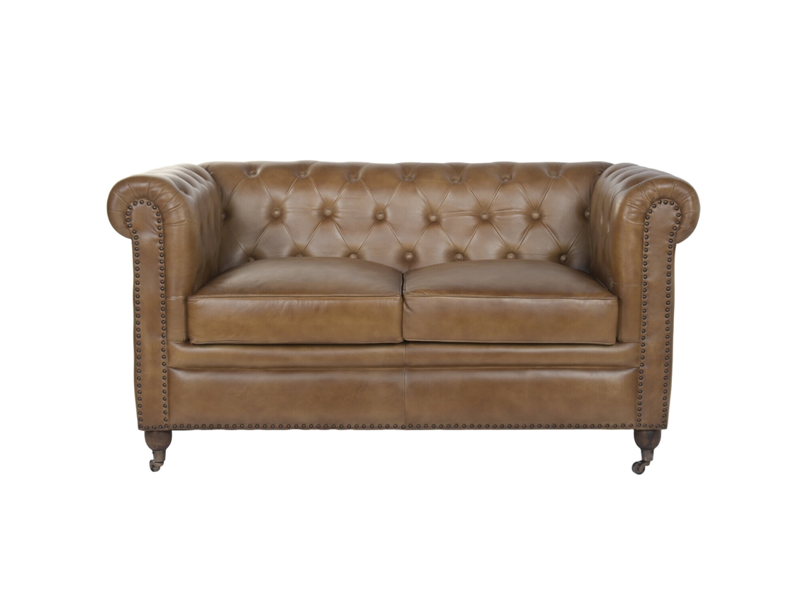 Sofa Piel 2 Plazas Cuero Envejecido 148x80x76cm