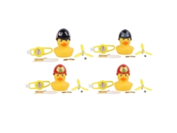 Bjww-4 peças Patinho Amarelo com Hélice e Capacete Brinquedo de Borracha Ornamento para Painel de Carro e Moto