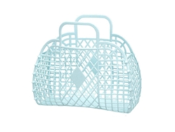Bolsa de almacenamiento de plástico reutilizable, portátil y plegable para la playa, el hogar, la mesita de noche, las compras, los juguetes y la ropa, azul, 250 x 110 x 220