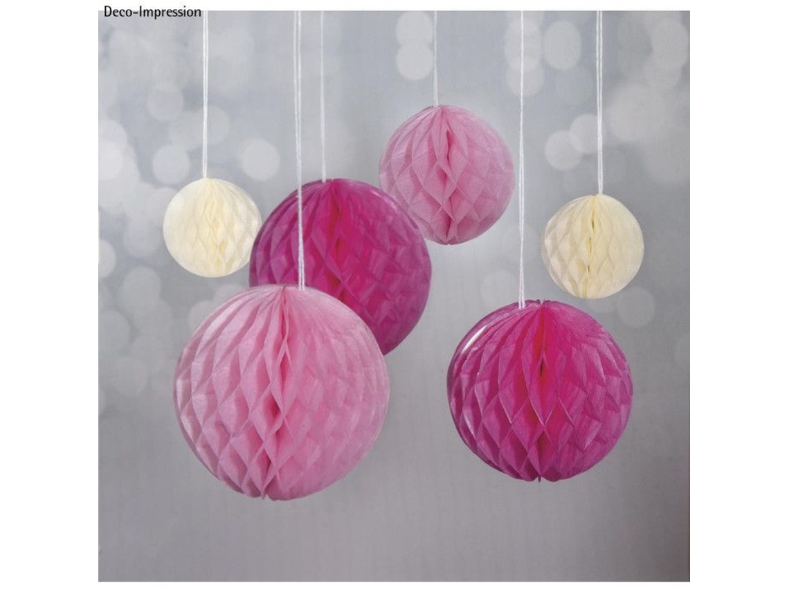 Cuentas de nido de abeja color rosa y beige, 6 piezas, 3 tamaños.