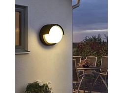 Aplique LED redondo de pared, 10 vatios, resistente al agua, luz blanca cálida de 3000k, color negro. PRIME KANG