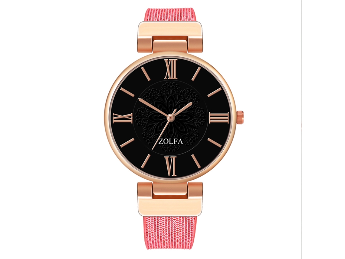 Reloj De Pulsera De Moda Para Mujer Con Brazalete De Acero Y Caja De Oro Rosa Macizo.