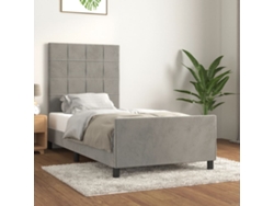 Estructura De Cama Sin Colchón Terciopelo Gris Claro 90x190 Cm
