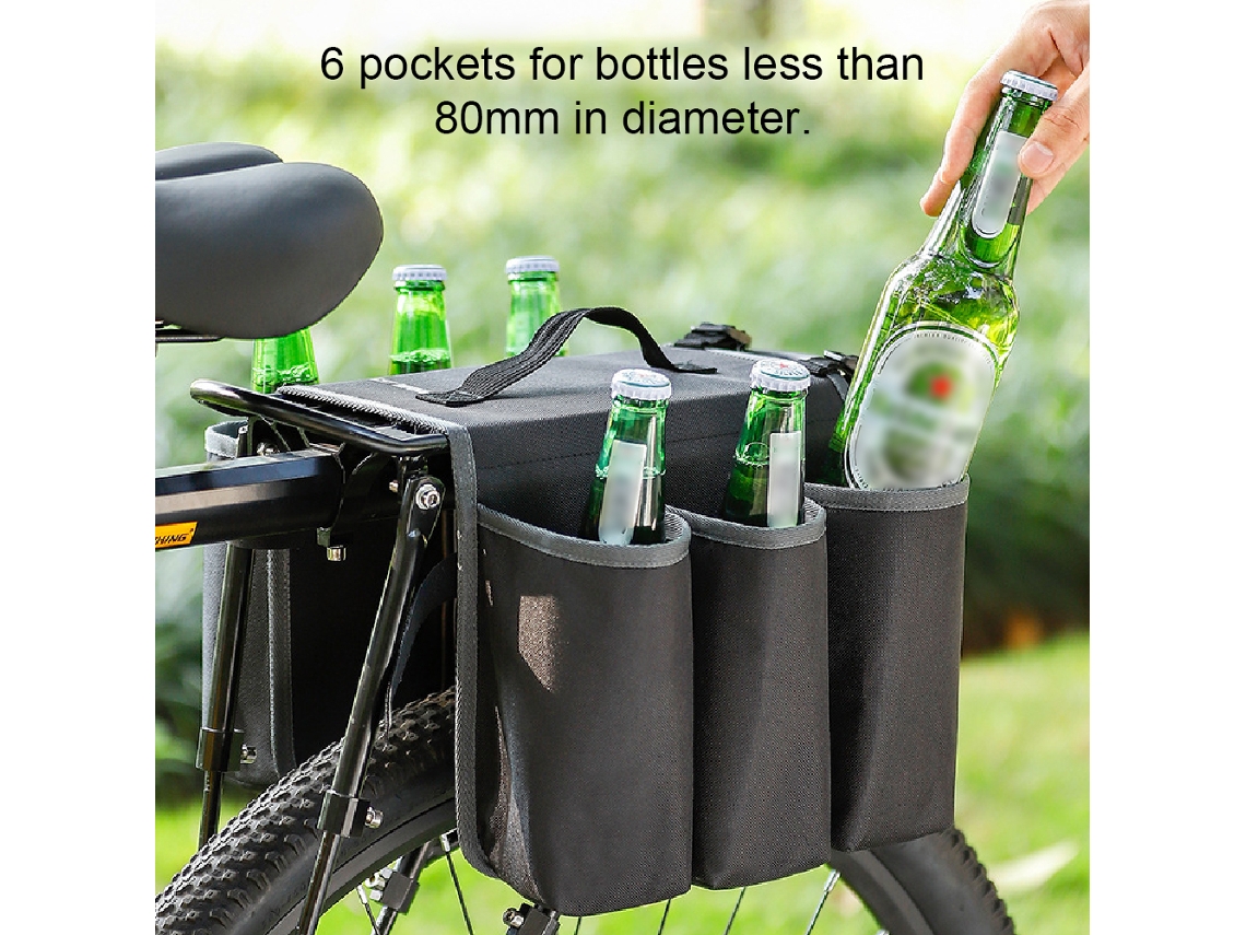 Bolsa Para Botella De Agua Para Asiento Trasero De Bicicleta Con 6 Bolsillos, Aislamiento Portátil.