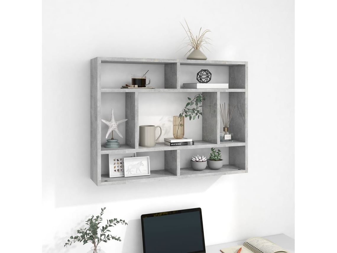 Estante de pared de madera contrachapada gris cemento de 75 x 16 x 55 cm, DKD Home Decor