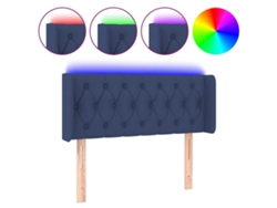 Cabecero con luces LED, tela azul, MAISON EXCLUSIVE (93x16x78 cm)
