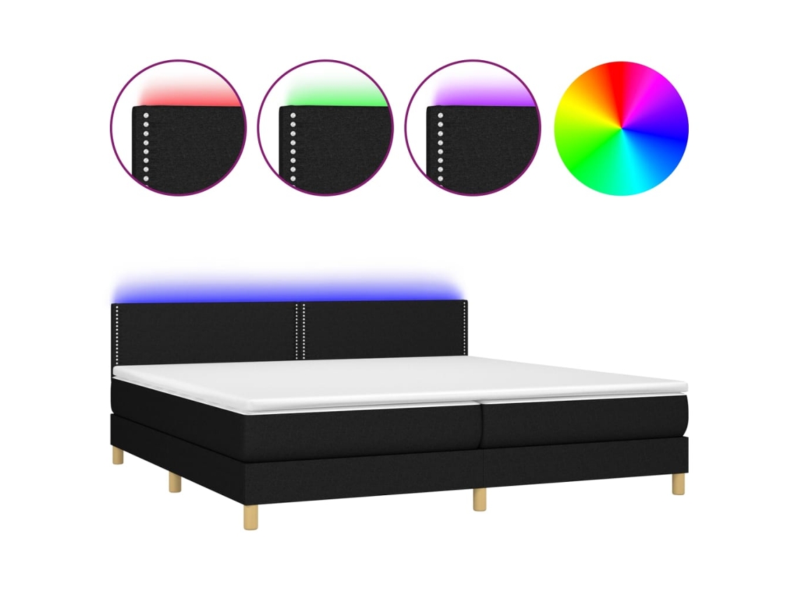 Maison Exclusive - Cama Box Spring Con Colchón Led Tela Negro 200x200 Cm