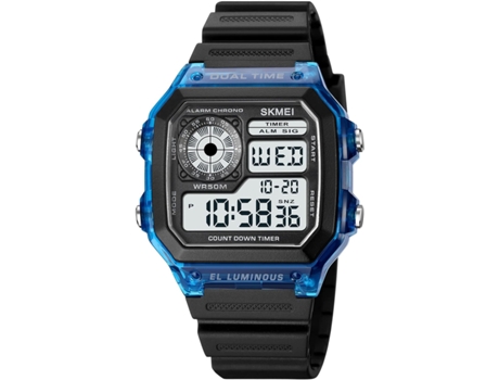 VEANXIN Reloj digital resistente al agua de 50 m con esfera cuadrada y luz LED-Rojo