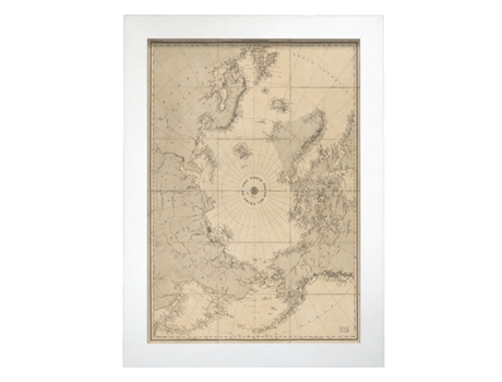 NACNIC Pósters Geográficos En Estilo Vintage Mapa Del Océano Ártico De 1855 Ilustraciones De Antiguos Mapamundis En Tonos Sepia Tamaño A3, Sin Marc...