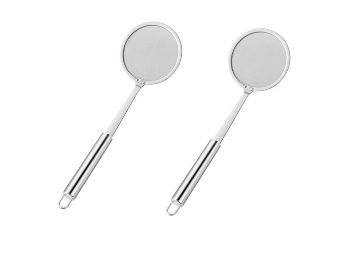 2 coladores de cocina Skimmer Colador de aceite Acero inoxidable Plata Dureforward
