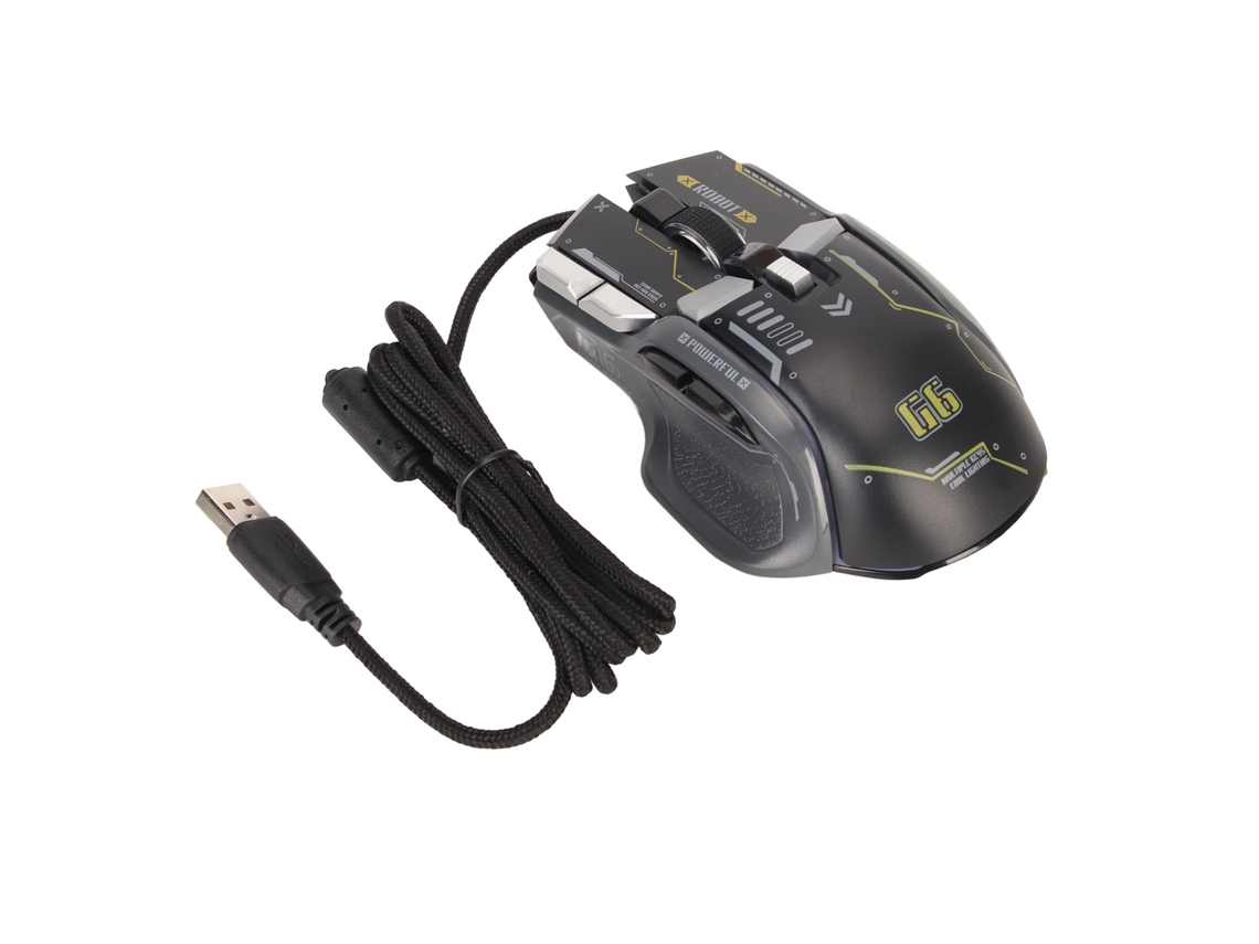 Rato Gamer Fio 10 Botões Programáveis 13 Modos Rgb 6 Velocidades 12800dpi Preto