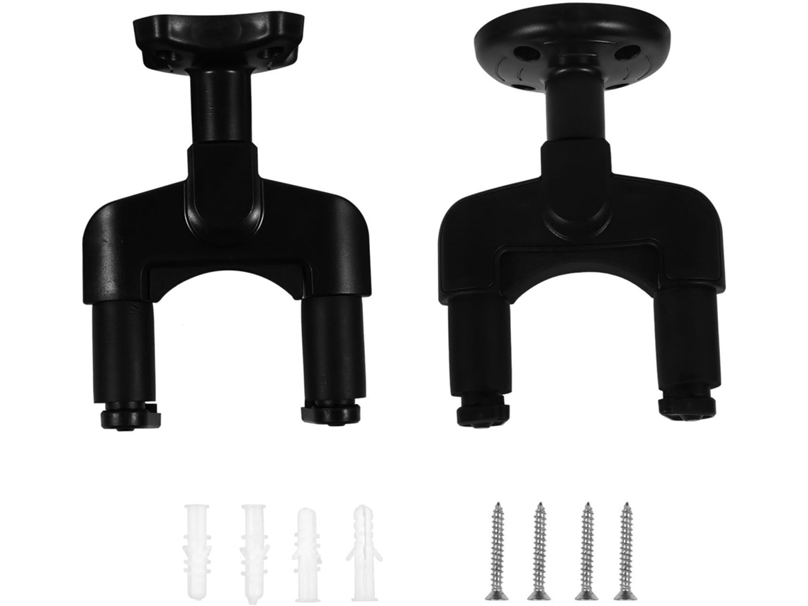 Juego De 2 Soportes De Pared Para Guitarras Eléctricas Y Acústicas En Plástico Negro, Desmontables Y Fáciles De Instalar.