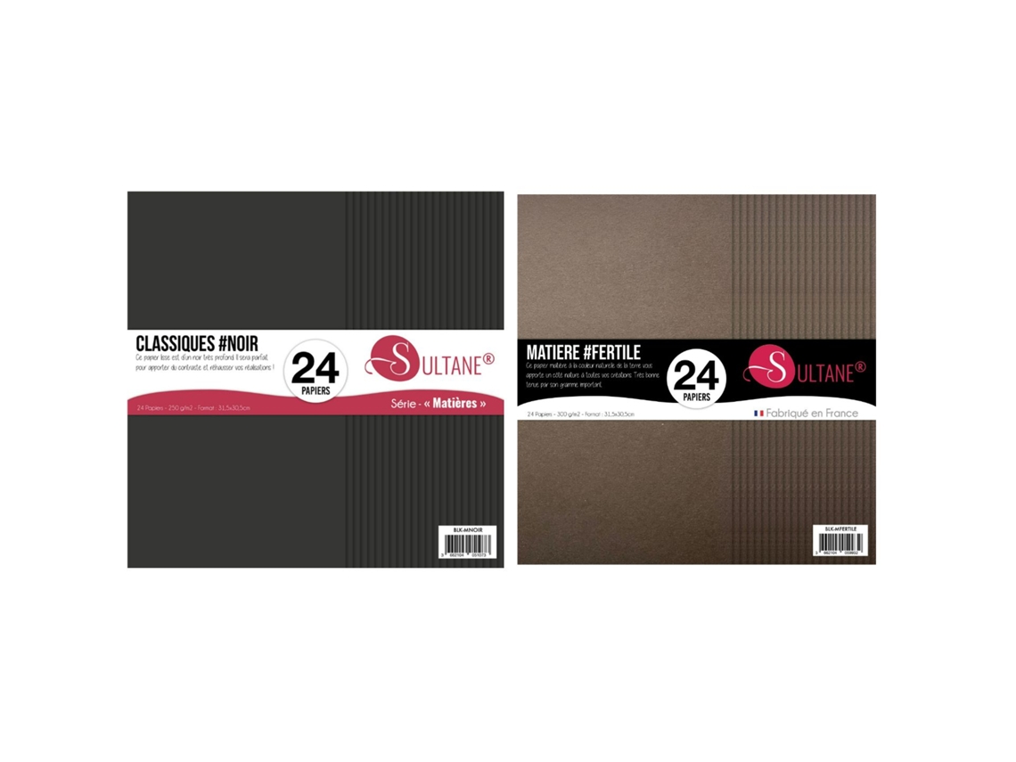 48 papeles Scrapbooking Negro + Marrón - 300g/m2