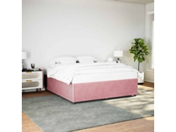 Estructura De Cama Sin Colchón Terciopelo Rosa 180x200 Cm