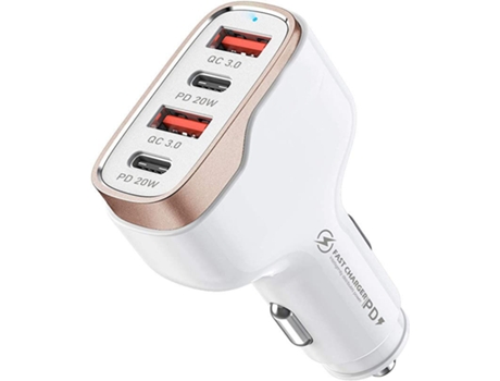 Cargador de Coche CHRONUS QP-Charge22901-6hmy (Android - 4 Portas - USB - Blanco)