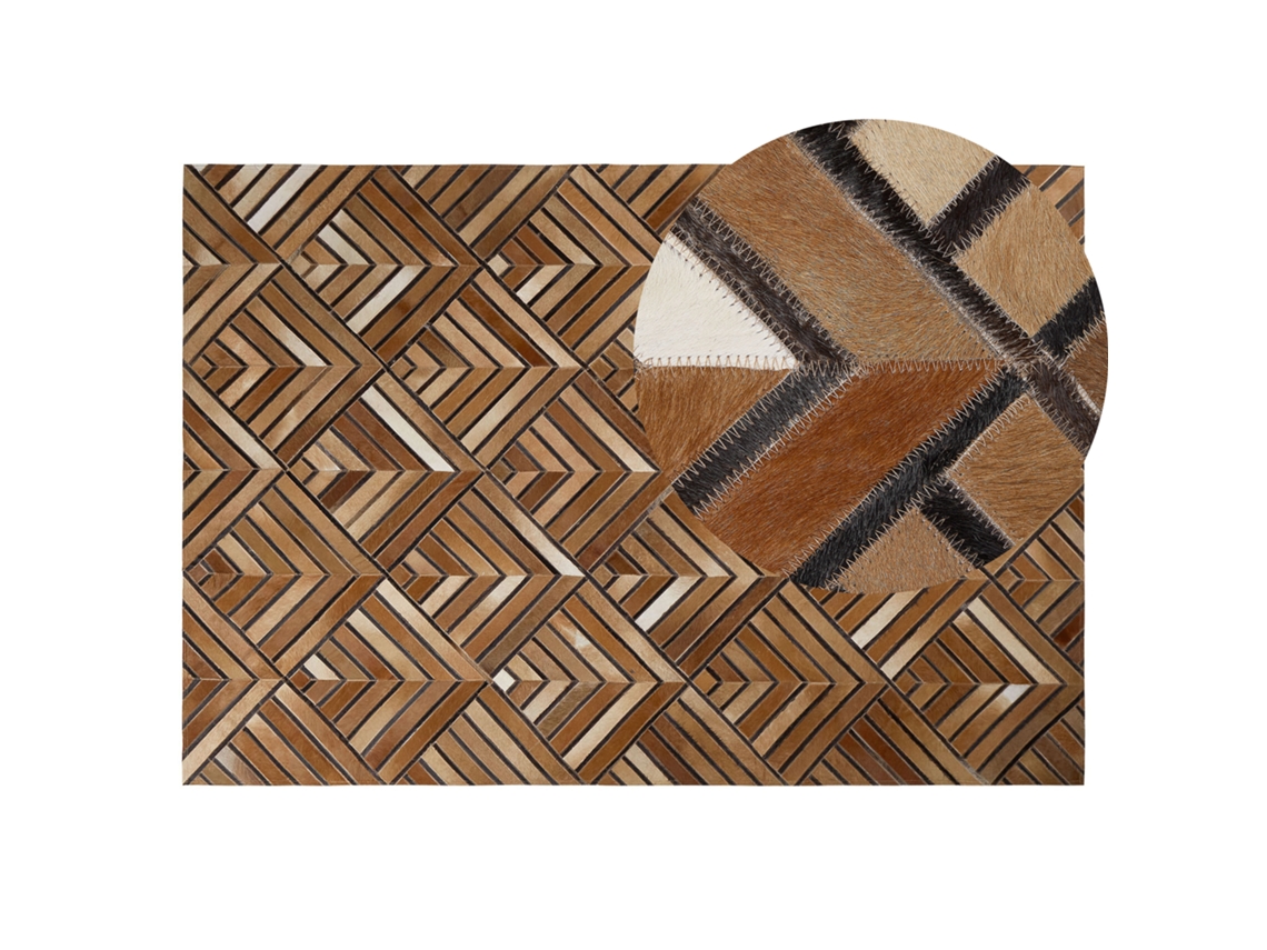 Alfombra de pelo corto BELIANI Tekir de Piel de vaca Marrón 140x200
