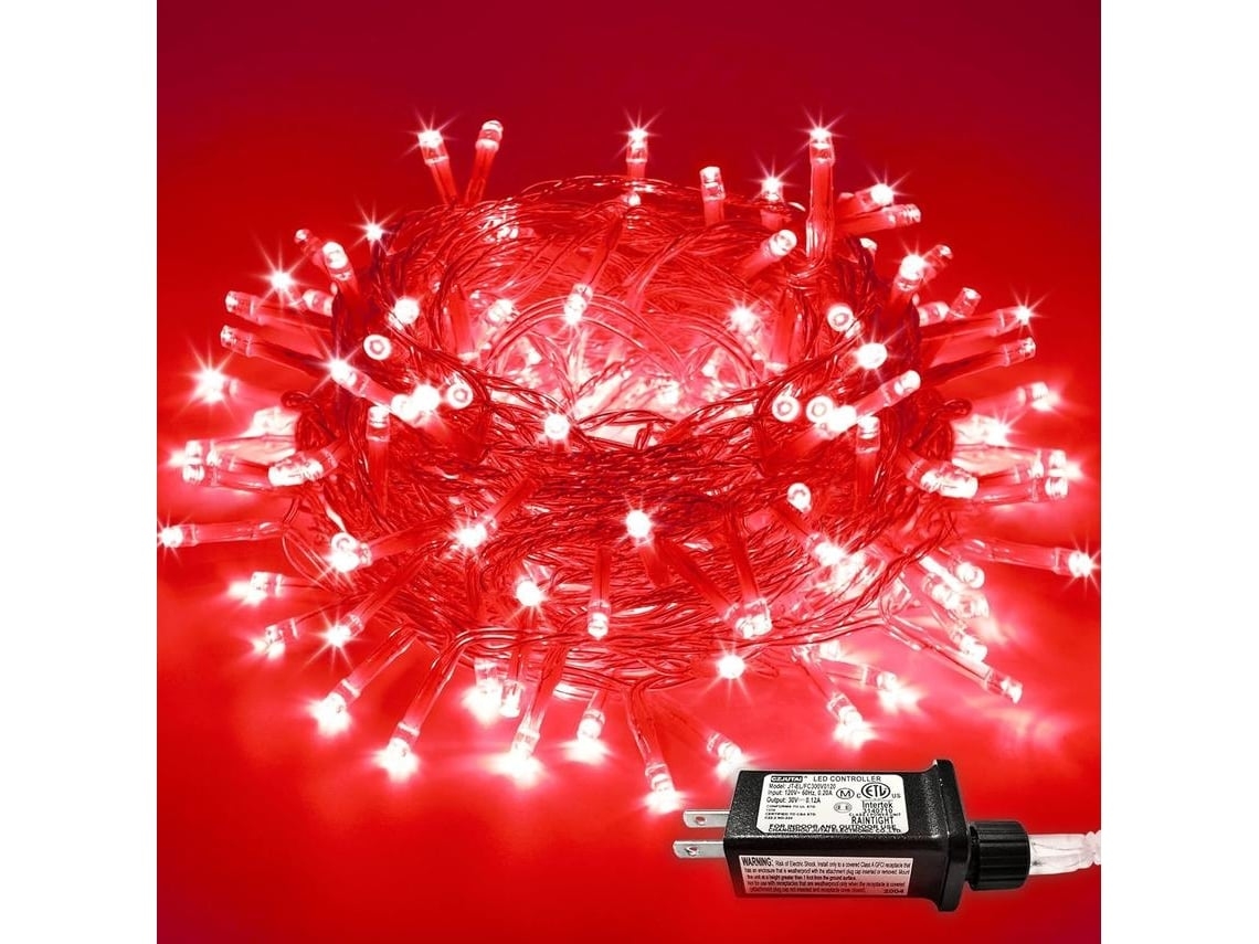 20m 200led Cadenas De Luz 8 Modos Para Decoración De Árbol De Navidad Eu Gusshious Rojo