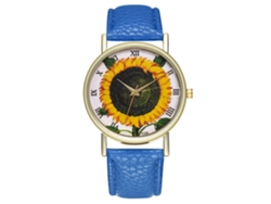 Reloj Analógico De Cuarzo Zhoulianfa Para Mujer Con Diseño De Girasol, Azul Real, A La Moda.