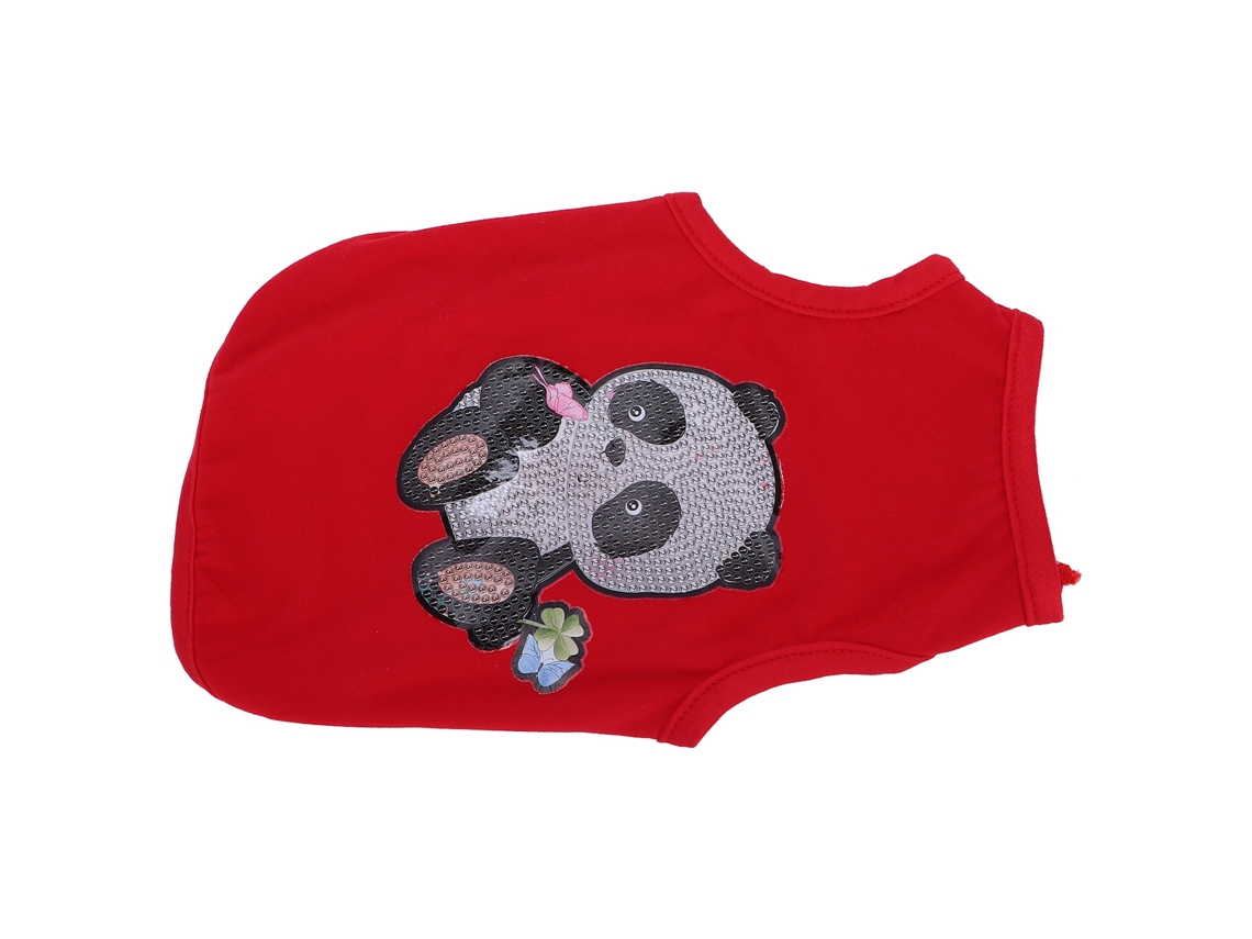 Camiseta Con Pedrería Para Perros Y Gatos, Suave Y Transpirable Con Estampado Rojo, Talla L