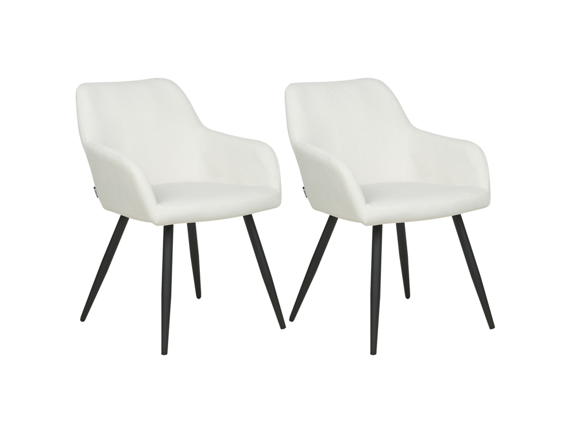 Conjunto de 2 cadeiras de refeição modernas BELIANI Casmalia de Veludo Branco 59x62x78