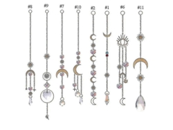 Decoración para el hogar: Cortina colgante de cristal, campanillas de viento, atrapasol, estrella, arcoíris, purpurina.