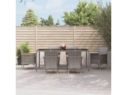 Juego de comedor de jardín de 7 piezas con cojines, mimbre gris, DKD Home Decor