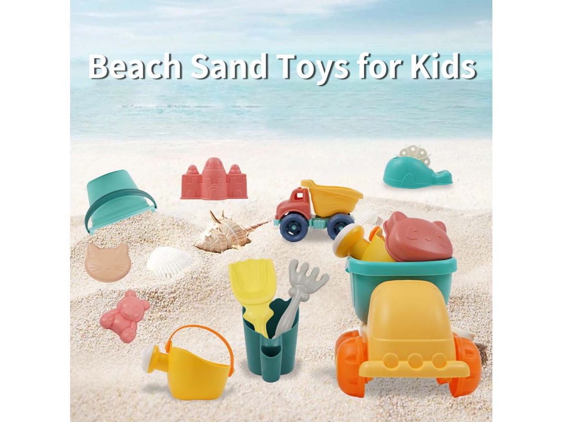 Juguetes De Playa Para Niños Con Bolsa De Malla, Carrito, Cesta Y Remo, 10 Piezas. Juguetes De Playa Para Viajes Al Aire Libre.
