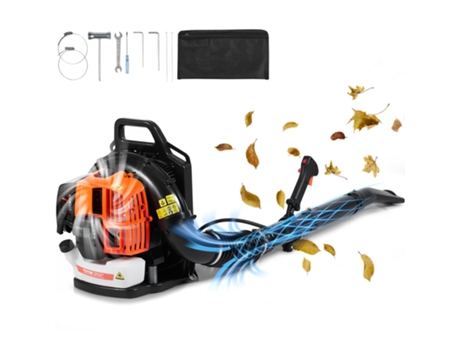 Soplador de Hojas Mochila VEVOR 62cc Soplador de Hojas de Gasolina de 2 Tiempos 1110Cfm Volumen de Aire