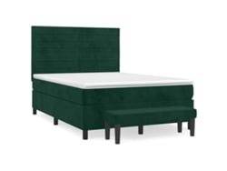 Maison Exclusive - Cama Box Spring Con Colchón Terciopelo Verde Oscuro 140x200 Cm