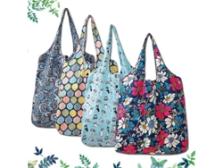 Juego de 4 bolsas de compra reutilizables, 6 bolsas lavables para supermercado, bolsa plegable, bolsa de playa portátil. GOKOCO
