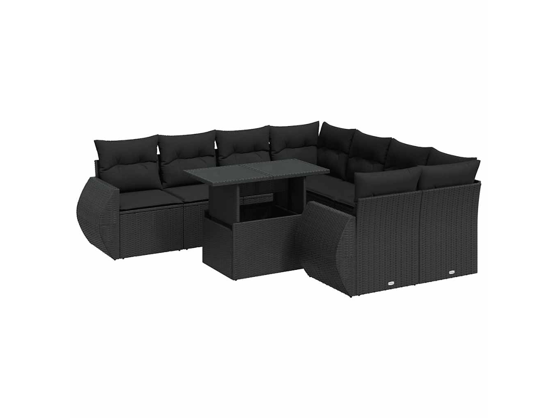 Maison Exclusive - Set De Sofás De Jardín Con Cojines 9 Pzas Ratán Sintético Negro