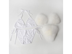 2026-conjunto De Bikini De Dos Piezas Con Cuerdas Y Triángulo De Piel Falsa Para Mujer