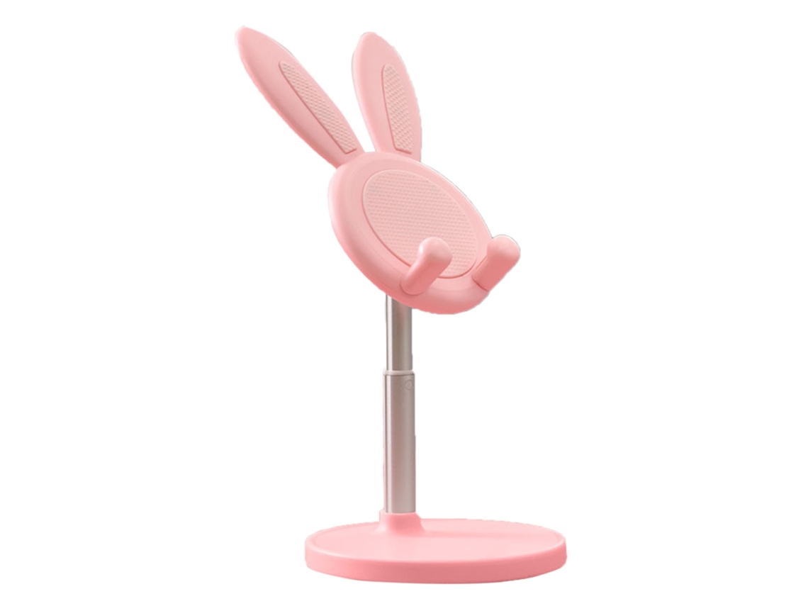 Suporte Para Celular E Tablet Coelho Fofo Ajustável Em Altura E Ângulo Portátil Mesa Home Office Rosa