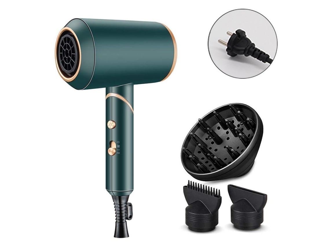Secador De Pelo Ionizante Profesional Con 3 Velocidades Y 3 Accesorios, Secado Rápido Sin Encrespamiento, Para Uso Doméstico O En La Peluque