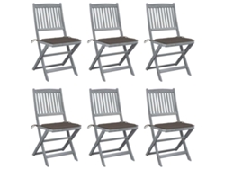 Sillas plegables de exterior de acacia maciza DKD Home Decor de 6 piezas con cojines
