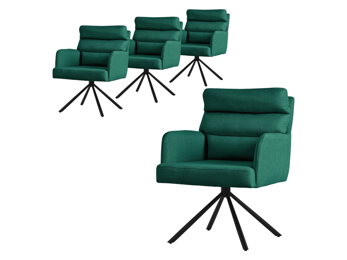 ML-DESIGN sillas de comedor giratorias juego de 4 verde oscuro