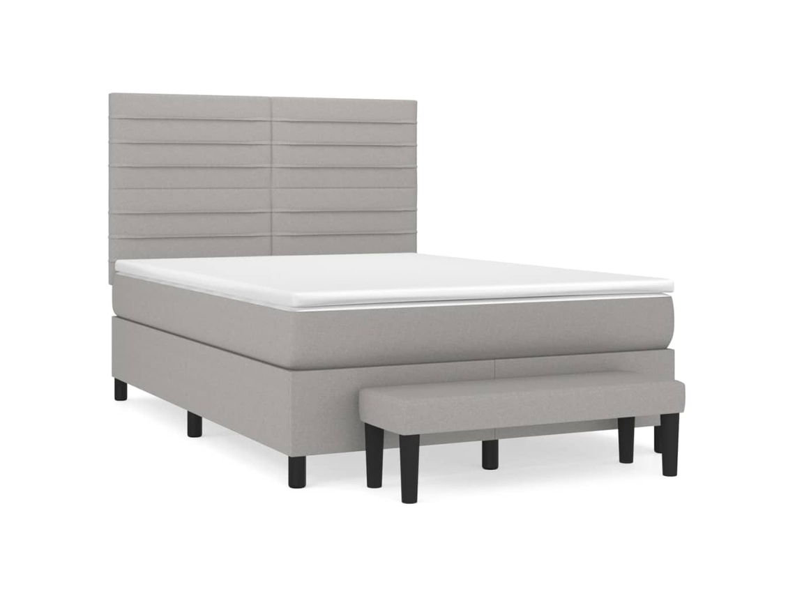 Maison Exclusive - Cama Box Spring Con Colchón Tela Gris Claro 140x200 Cm