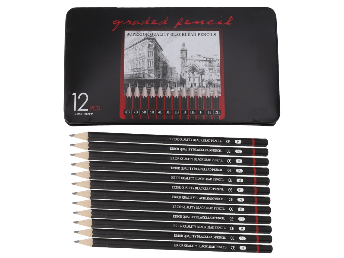 Juego De 12 Lápices Borrables De Doble Punta, Preafilados, Para Dibujar Y Escribir (8b-2h)